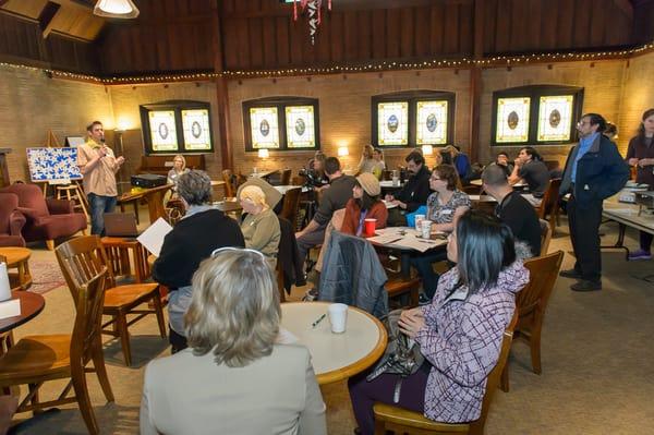 Speaking to the crowd at Taborspace at Taking Care Portland.