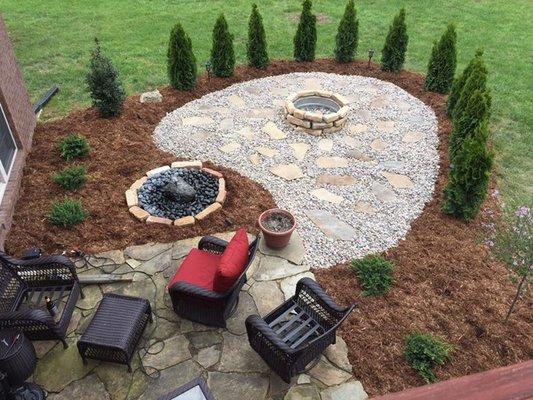 Backyard FIre Pit with beautiful landscape