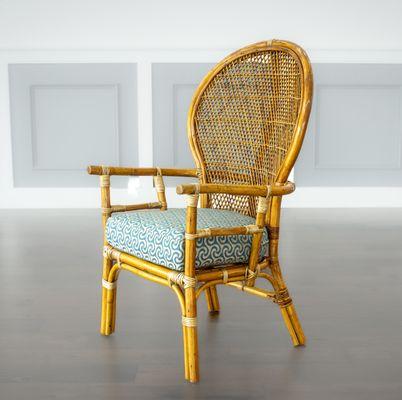 Peacock Chair in Bamboo & Rattan and 100% Organic Box Cushion Insert by Sullivan Mercantile.