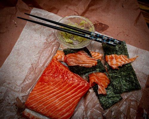 The sushi-grade salmon I procured at Local 130 Seafood was so fresh. Probably some of the best salmon I've ever had.