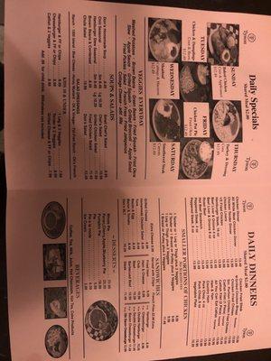 Lunch and dinner menu