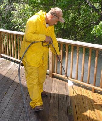 Power washing your deck helps kill mold & mildew before it damages your home's exterior!