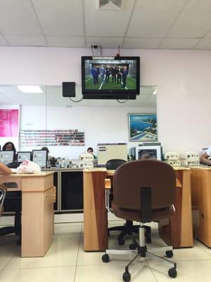 When they're showing football at the nail salon. Winning!