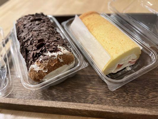 Strawberry Fresh Cream Swiss roll and Black Forest Swiss Roll