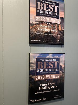 Winner of People's Choice Award Best of Central Valley Alternative Therapies 2022 and 2023