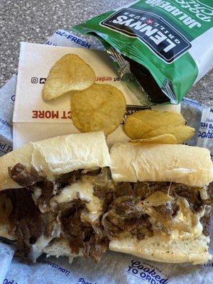 Philly Cheesesteak with jalapeño chips