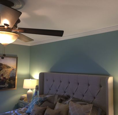 Crown molding, ceiling fan