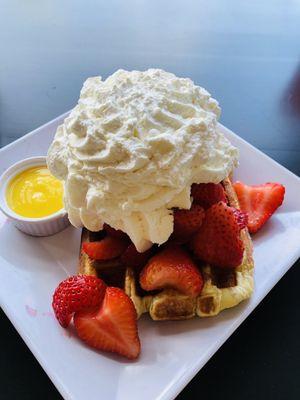 Strawberry and Lemon Curd Waffle