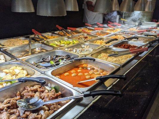 Steam table at Jing Du Japanese Buffet