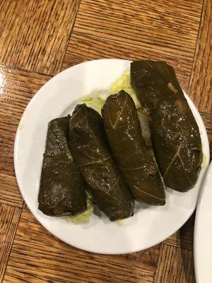 Dolmas, a bit dry. But good to eat when drinking.