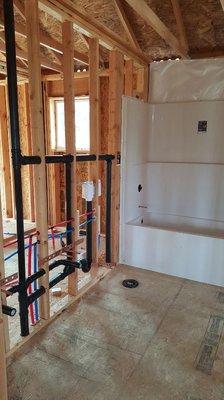 Bathroom rough in. New Construction.