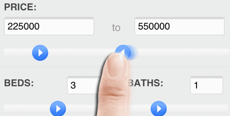 Sliders built in to the mobile IDX interface