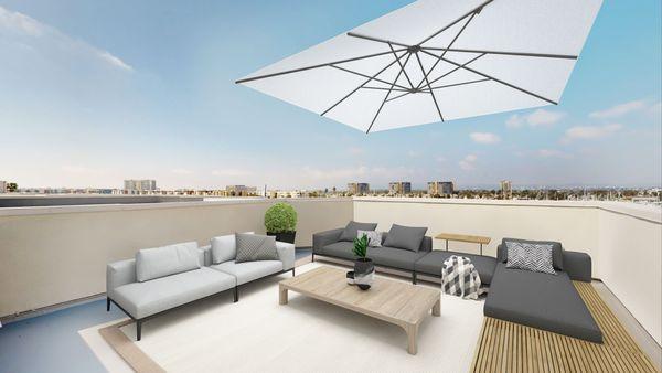 Rooftop patio in four-bedroom apartment home at Esprit Marina del Rey