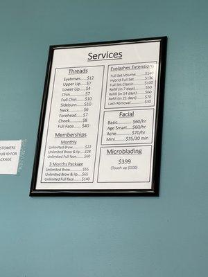 Services - pricing as of 4/2021