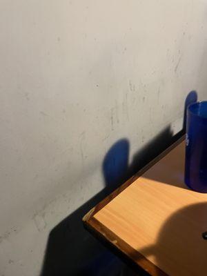 unknown liquid splatter on walls