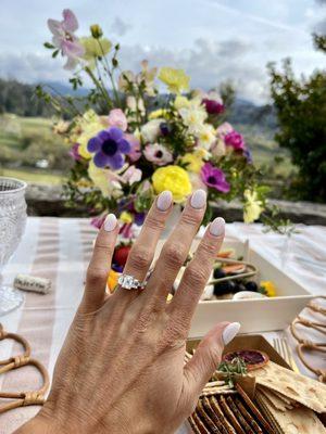 Engagement ring, emerald cuts