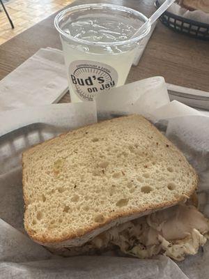 Turkey, Egg Whites & Swiss on Sourdough with Lemonade.