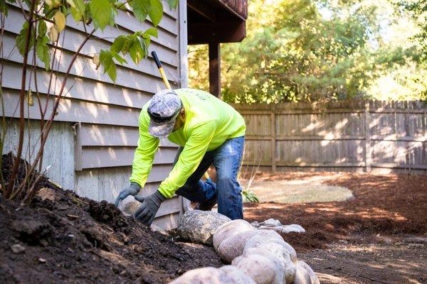 Boulder Retaining Wall Installation