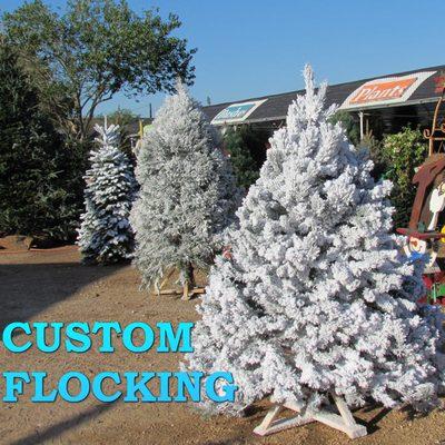 We offer flocking and delivery for your Christmas trees this season.