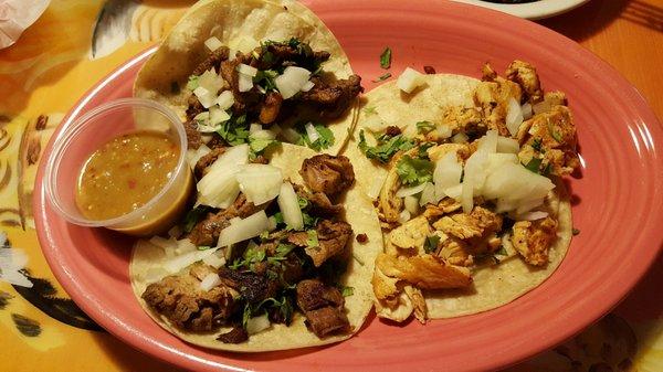 Rey Azteca now serves Mexican tacos. Steak, chicken, chorizo, and my favorite, carnitas. Delish!