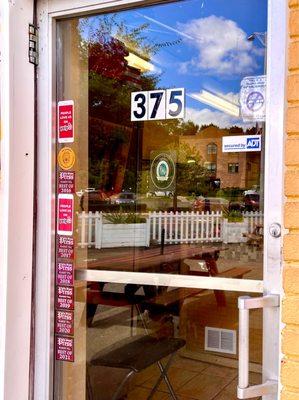 Entrance with Yelp and best of Bristol press stickers, inside still closed due to Covid (sept 2021) best to call in your order