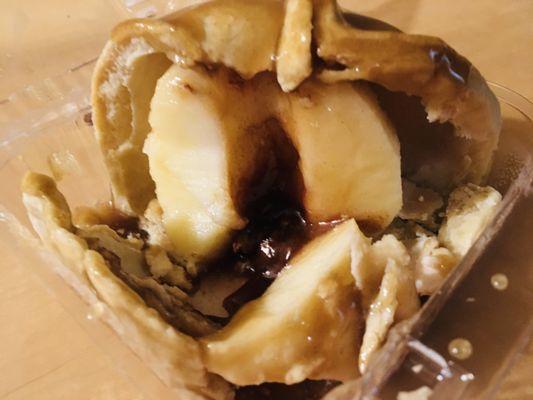 Inside the dumpling, a lovely baked apple