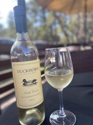 The duckhorn sauv blanc on the patio