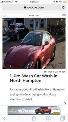 Wmur Tv viewers choice best car wash in New  Hampshire 4 years in the row