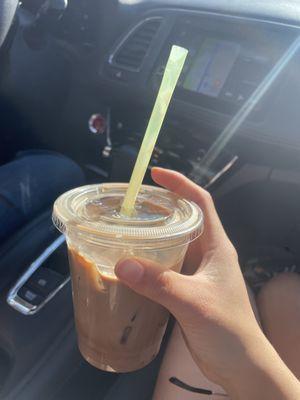 Iced mocha with oat milk