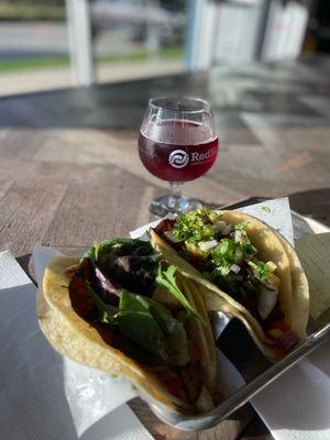 Pastor tacos and blackberry mead