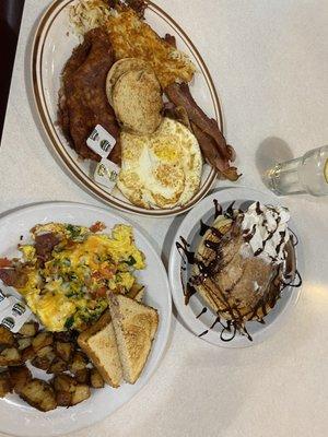 Breakfast Sampler, Broadway Scramble, Rocky Road Pancake