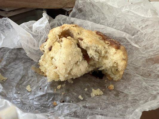 Bacon rosemary scone. It is much larger but in my haste forgot to take photo until now!