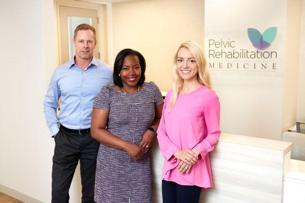 Dr Allyson Shrikhande, Dr Chrisitan Reutter, and Dr Melanie Howell greeting patients at the front