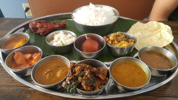 Non-veg Thali lunch platter.  Like a sampler of all things meat.  Yummo!