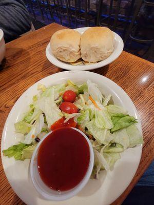 Dinner salad & rolls