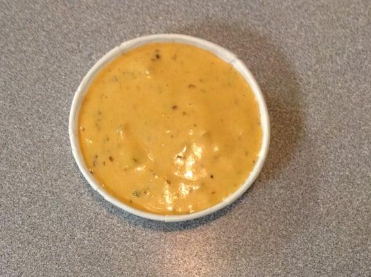 New D's dipping sauce. VERY VERY strong, neither of us ate it. Looks like a version of comeback sauce