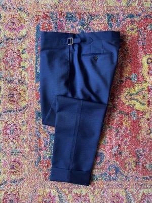 Blue Wool/Mohair Trouser