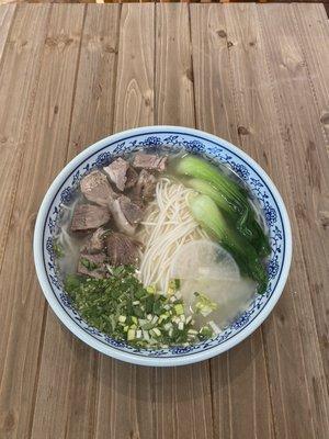 Stewed lamb noodle soup that slowly cooked over 5 hours daily! Very delicious!