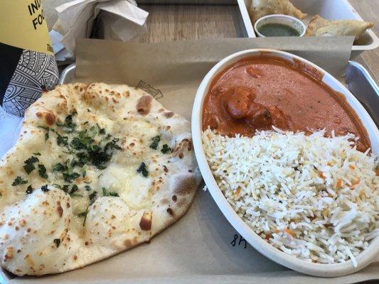 Tikka Masala curry comes with any choice of naan & rice.