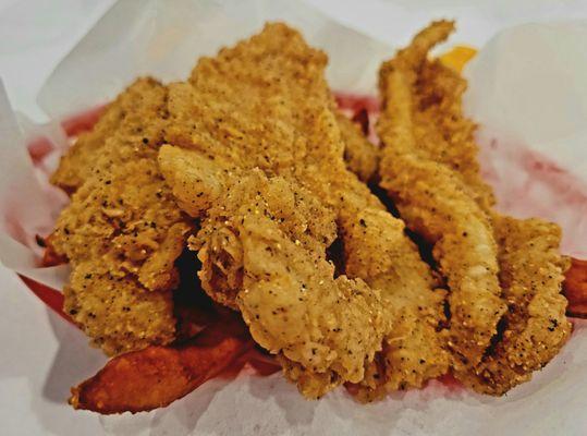 Catfish Basket with yam fries, $12.99 - 3.5 Stars