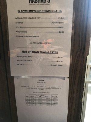 Towing prices