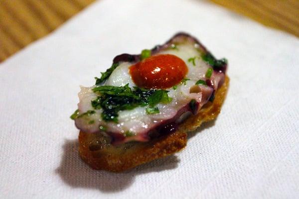 Special Event Featuring Spanish Wines paired with EAT's dishes:  Tako Crostini with Spanish Olives & Sweet Pepper Puree