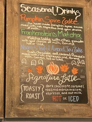 Fall featured menu.