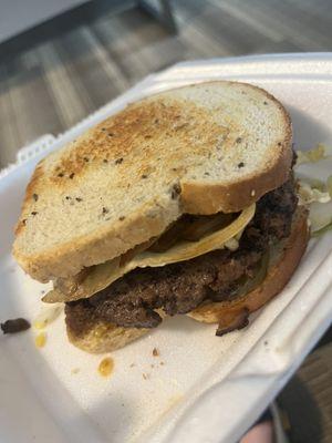 Southwest burger on Rye