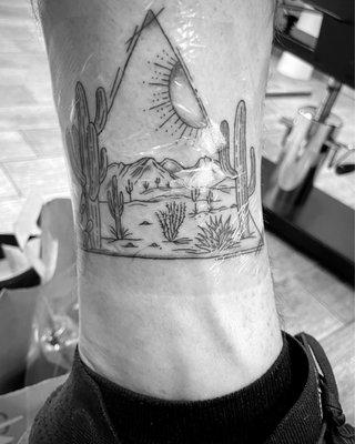 Desert scene on left ankle