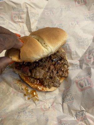 QT:  BBQ brisket sandwich