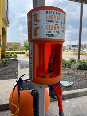 Towels, bug spray, vacuum, and air blower.