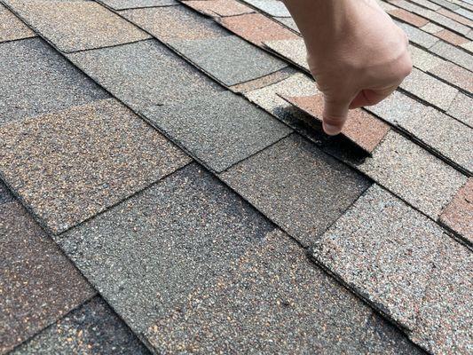 Peeling shingles