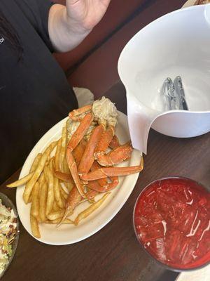 All you can eat crab and fries.