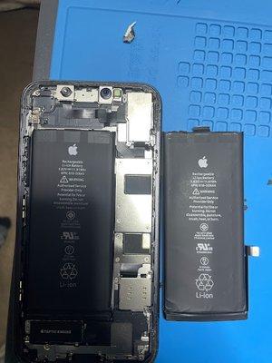 Iphone 11 battery replacement, out with the old in with the new.